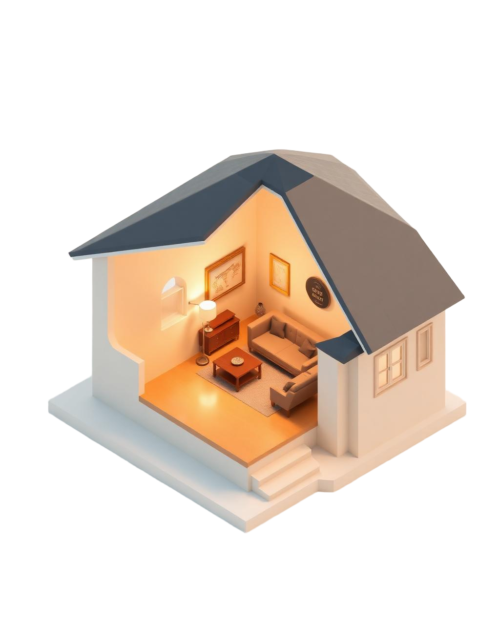Isometric house with interior module